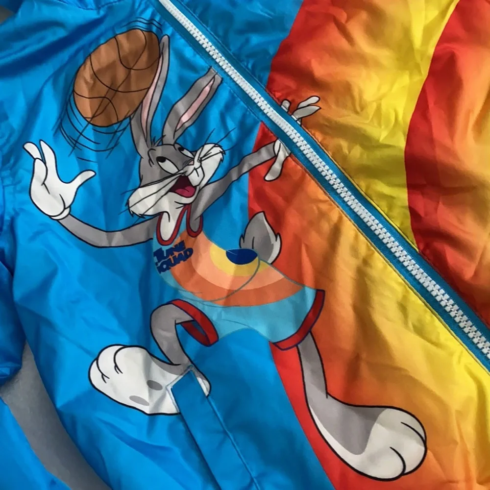 Members Only | Space Jam Tune Squad Team Graphic Windbreaker Hoodie Jacket 10/12 - Picture 4 of 16